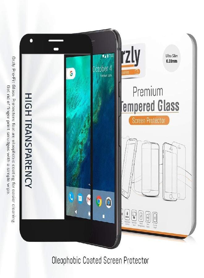 Orzly Google Pixel screen Protector, Orzly 2.5D Pro-Fit Tempered Glass screen Protector for Google Pixel Phone (5 inch model - 2016) - Transparent with CHARCOAL BLACK Rim - Image 4